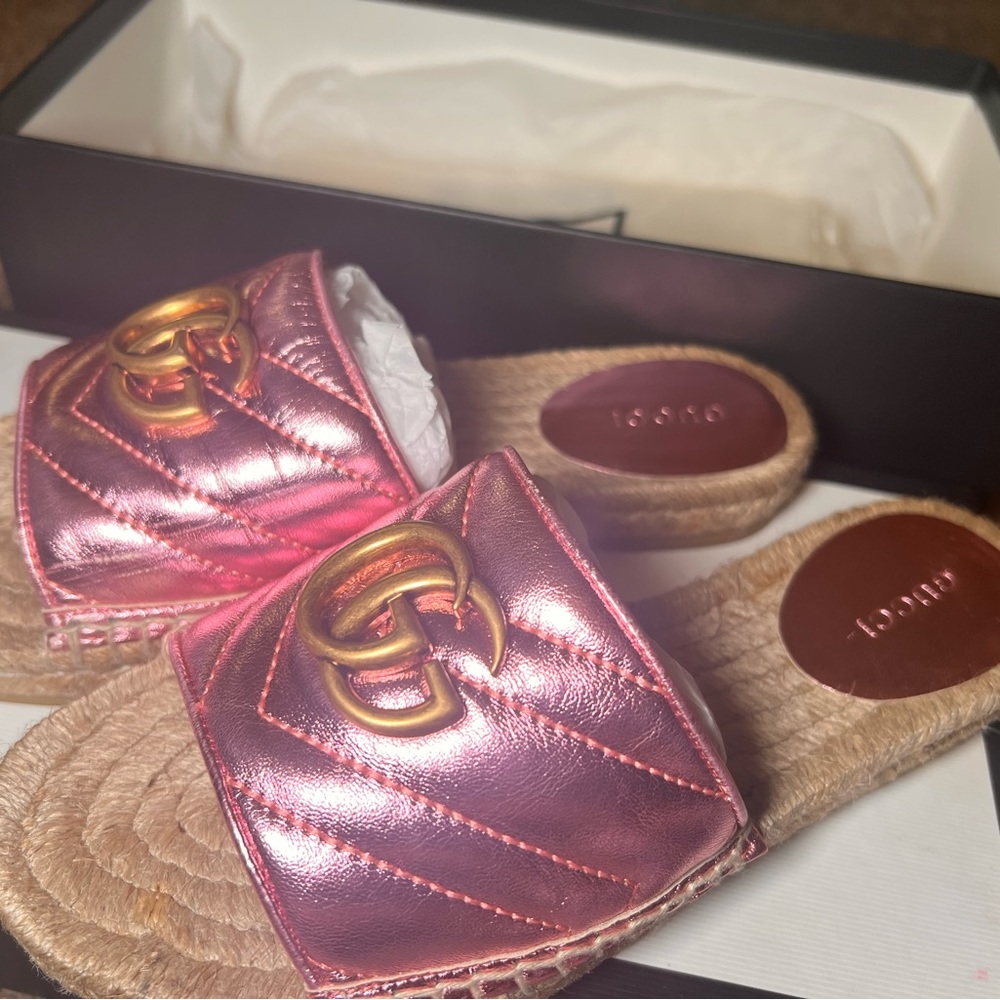 Women's gucci matelassé canvas espadrille sandal - Picture 3 of 8